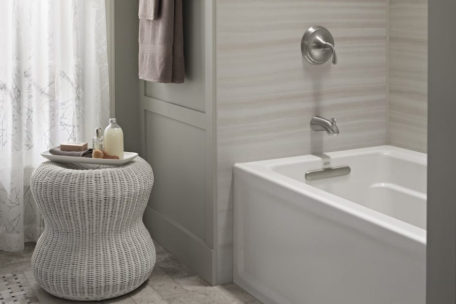 chrome fixtures in bathtub