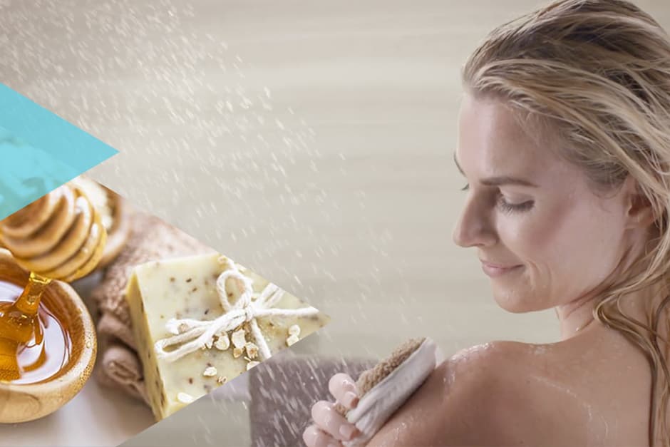 Woman using spa scrub